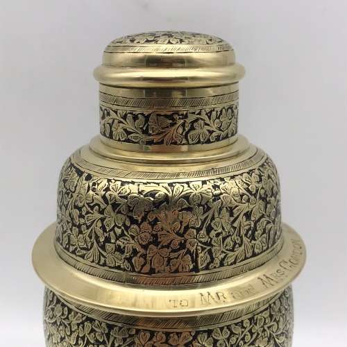 Early Brass & Enamel Cocktail Shaker