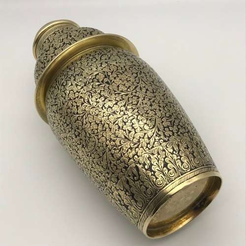 Early Brass & Enamel Cocktail Shaker