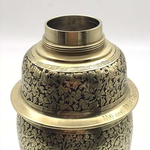 Early Brass & Enamel Cocktail Shaker