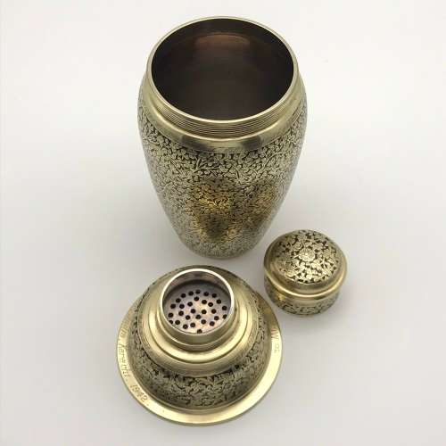 Early Brass & Enamel Cocktail Shaker