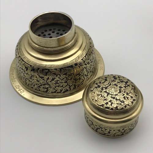 Early Brass & Enamel Cocktail Shaker