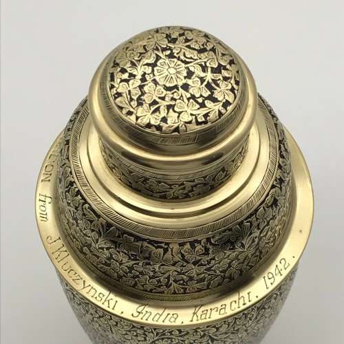Early Brass & Enamel Cocktail Shaker