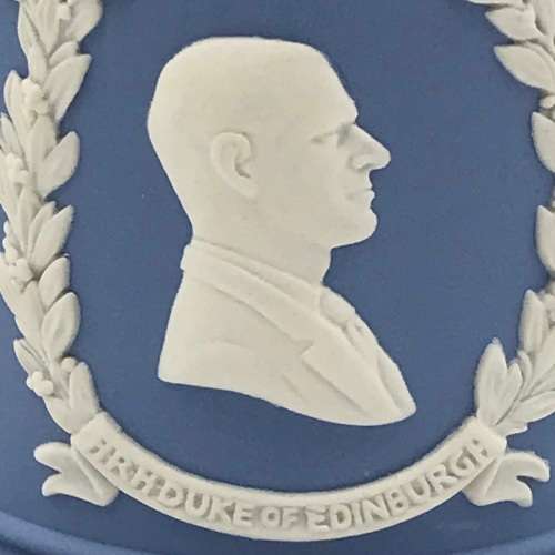 Blue `Wedgwood` Commemorative Jar & Lid