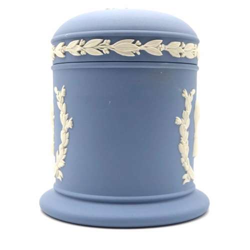 Blue `Wedgwood` Commemorative Jar & Lid