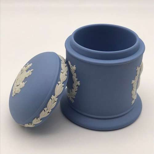 Blue `Wedgwood` Commemorative Jar & Lid
