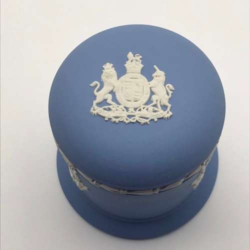 Blue `Wedgwood` Commemorative Jar & Lid