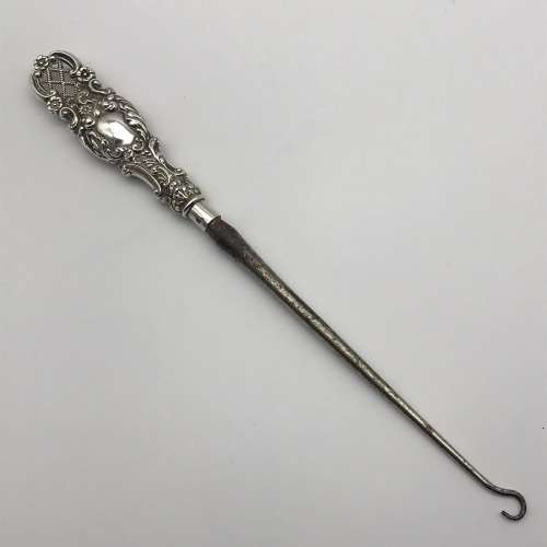 Large Victorian Sterling Silver Button Hook