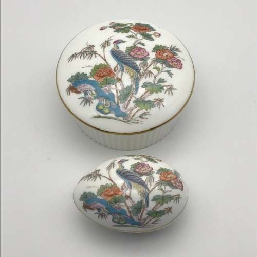 Two Wedgwood `Kutani Crane` Trinket Boxes