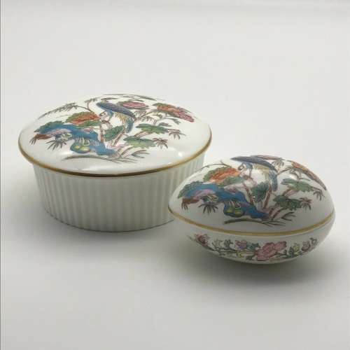 Two Wedgwood `Kutani Crane` Trinket Boxes