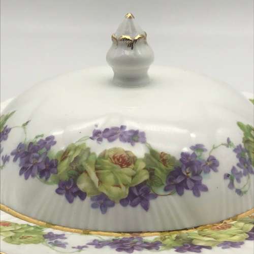 Antique `Shelley` Butter Dish & Lid