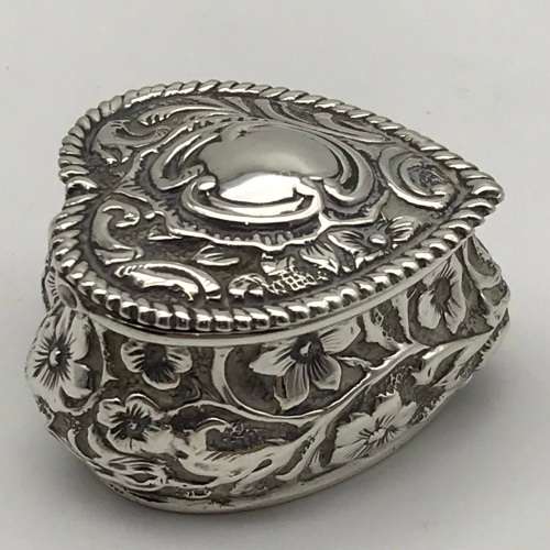 Small Victorian Silver Heart Box (1895)