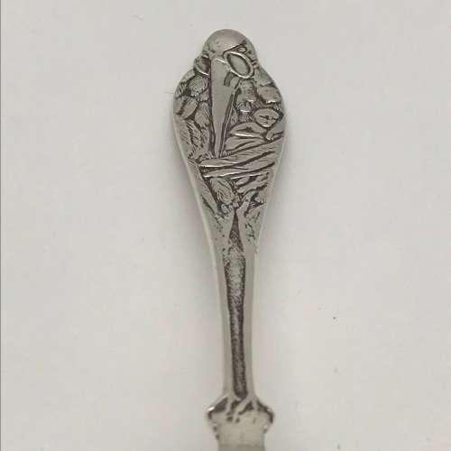 Early Sterling Silver `Stork` Baby Food Pusher