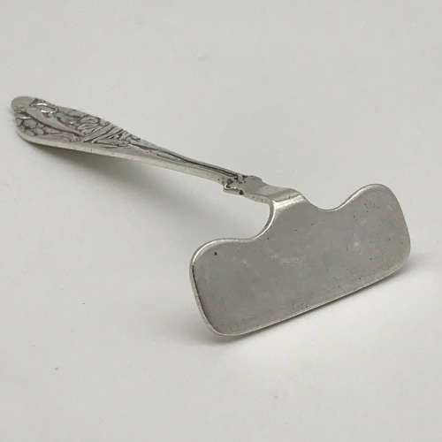 Early Sterling Silver `Stork` Baby Food Pusher