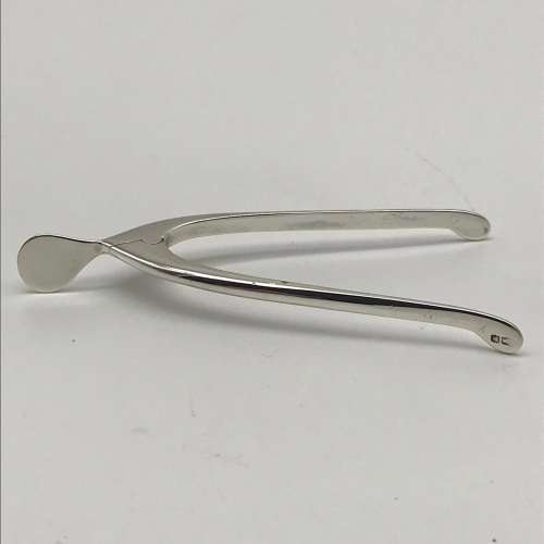 Unusual Solid Silver `Wishbone` Sugar Tongs