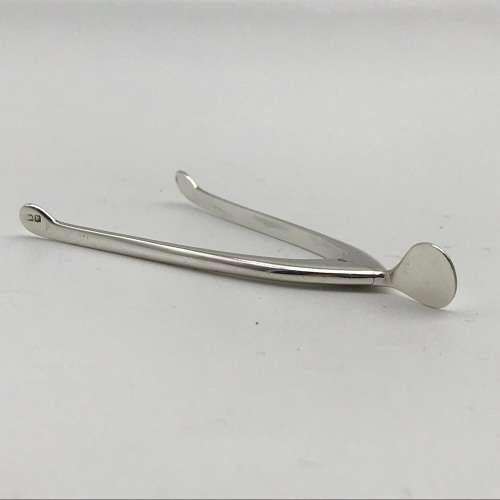 Unusual Solid Silver `Wishbone` Sugar Tongs