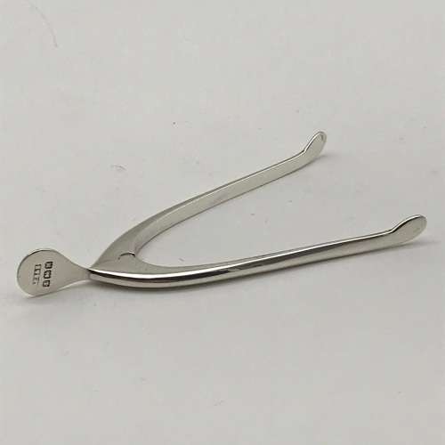 Unusual Solid Silver `Wishbone` Sugar Tongs