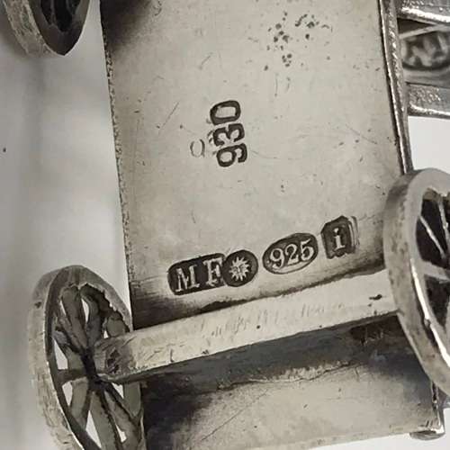 Antique `Miniature` Silver Goat & Cart (1904)