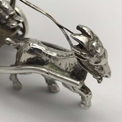 Antique `Miniature` Silver Goat & Cart (1904)