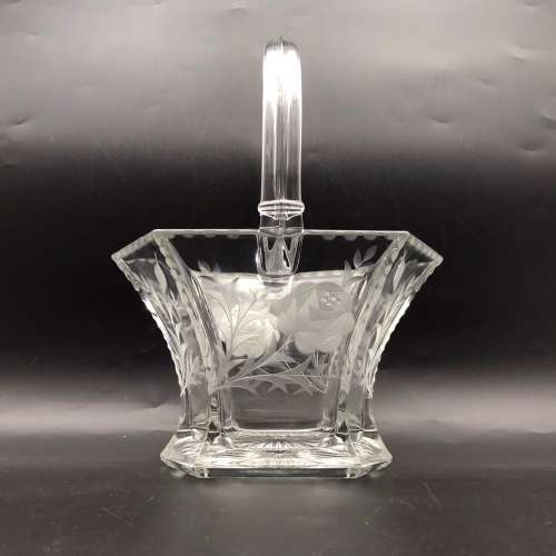 Antique Rose-Cut `Heisey Glass` Bridal Basket