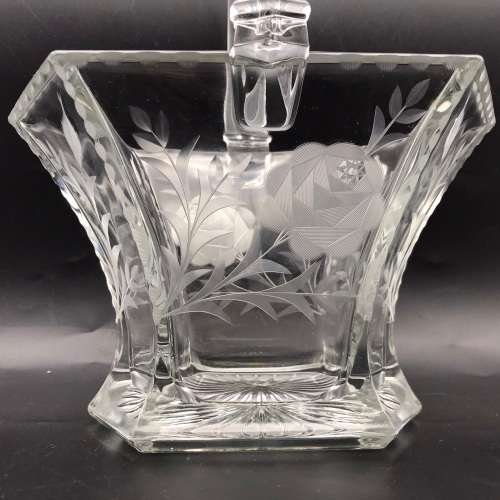 Antique Rose-Cut `Heisey Glass` Bridal Basket