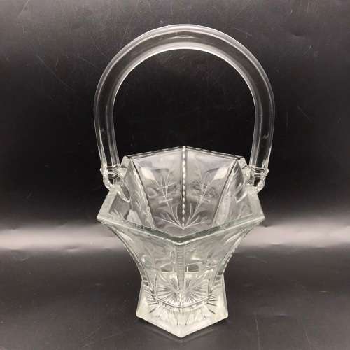Antique Rose-Cut `Heisey Glass` Bridal Basket