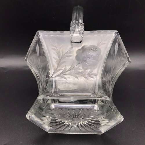 Antique Rose-Cut `Heisey Glass` Bridal Basket