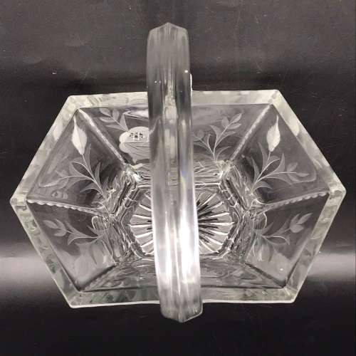 Antique Rose-Cut `Heisey Glass` Bridal Basket
