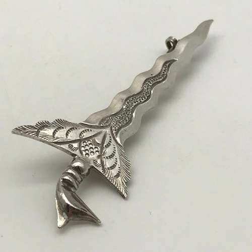 Vintage Sterling Silver `Kris Dagger` Brooch