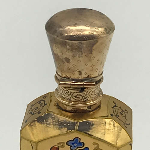 Amazing Antique 9ct Gold & Enamelled `Ludwig Moser` Glass Scent Bottle