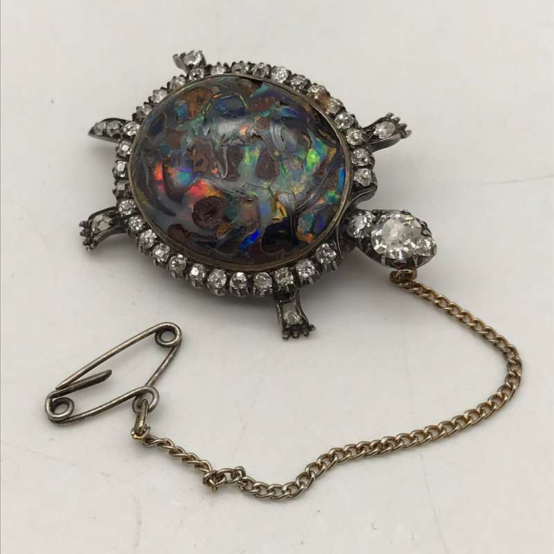 Victorian Gold, Diamond & Opal Tortoise Brooch/Pendant