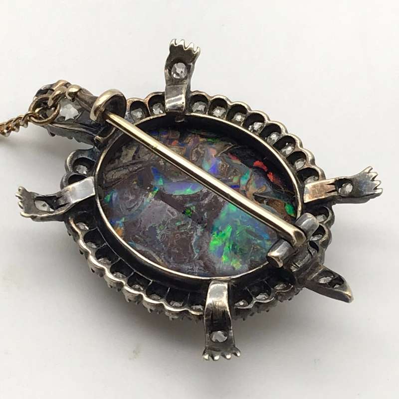 Victorian Gold, Diamond & Opal Tortoise Brooch/Pendant
