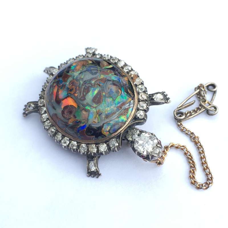 Victorian Gold, Diamond & Opal Tortoise Brooch/Pendant
