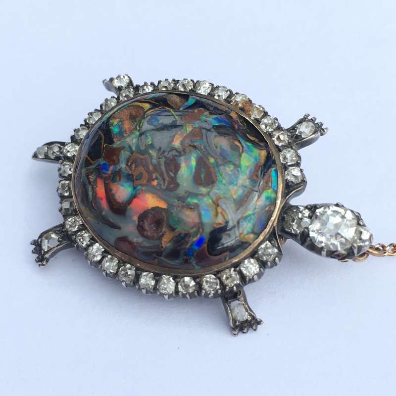 Victorian Gold, Diamond & Opal Tortoise Brooch/Pendant