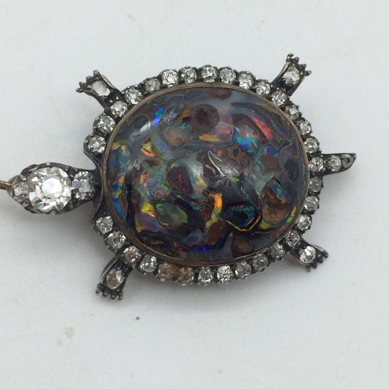 Victorian Gold, Diamond & Opal Tortoise Brooch/Pendant