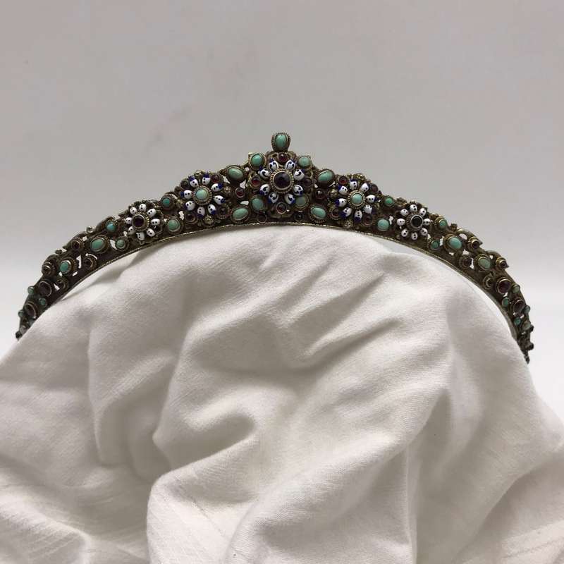 Antique Garnets, Turquoise & Enamel `Austro-Hungarian`Tiara