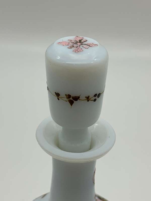 Antique Hand Painted Opaline Glass Scent Bottle