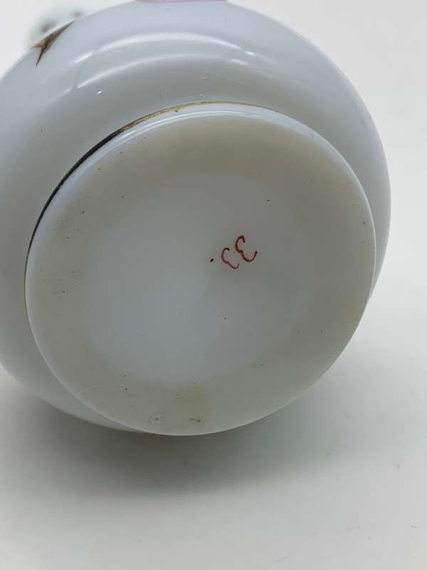 Antique Hand Painted Opaline Glass Scent Bottle