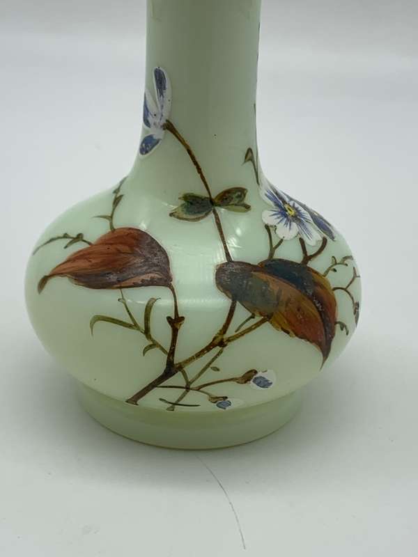 Antique Hand Painted Opaline Glass Scent Bottle