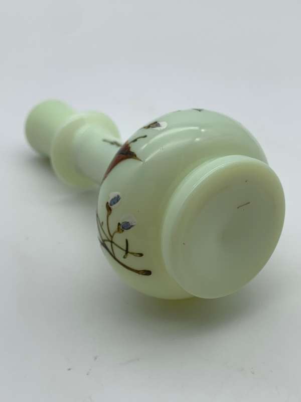 Antique Hand Painted Opaline Glass Scent Bottle