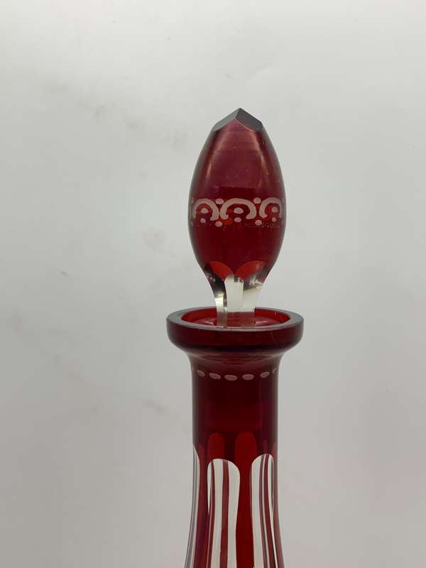 Antique Bohemian `Cut-to-Clear` Crystal Decanter