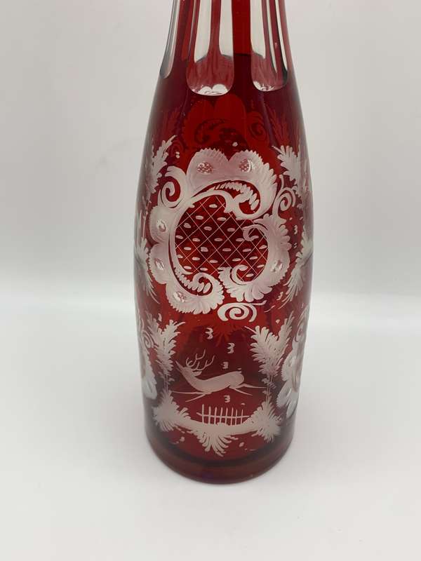 Antique Bohemian `Cut-to-Clear` Crystal Decanter