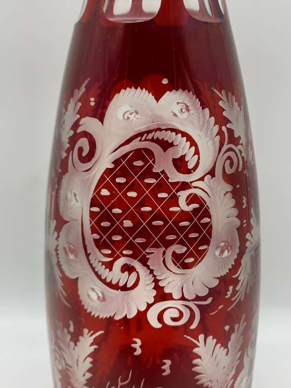 Antique Bohemian `Cut-to-Clear` Crystal Decanter