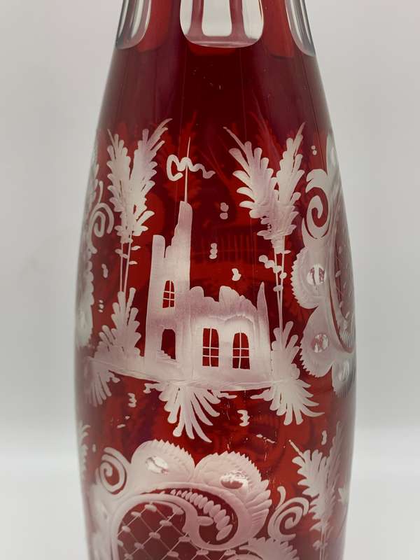 Antique Bohemian `Cut-to-Clear` Crystal Decanter