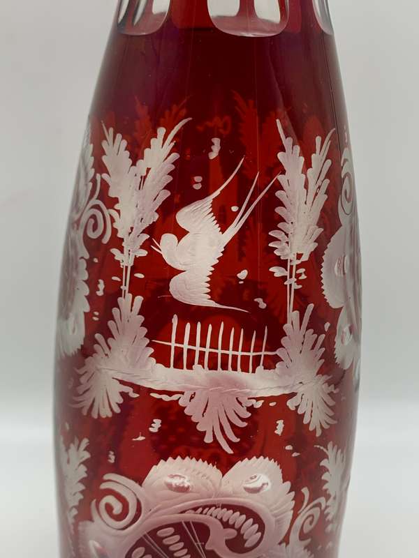 Antique Bohemian `Cut-to-Clear` Crystal Decanter