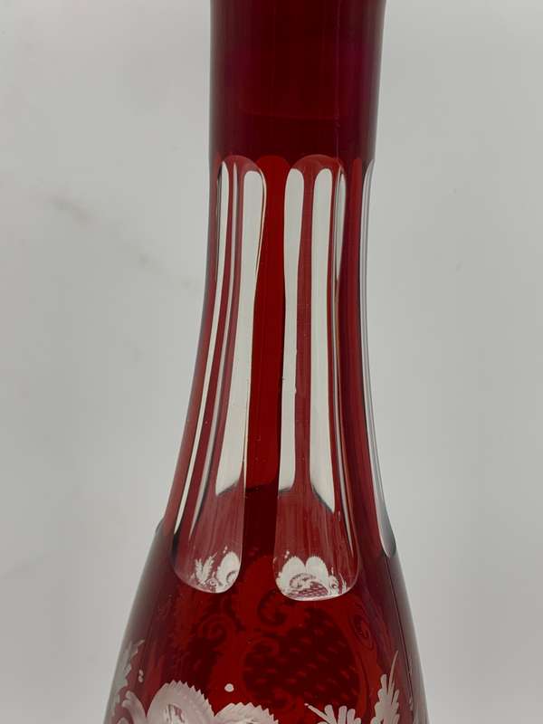 Antique Bohemian `Cut-to-Clear` Crystal Decanter