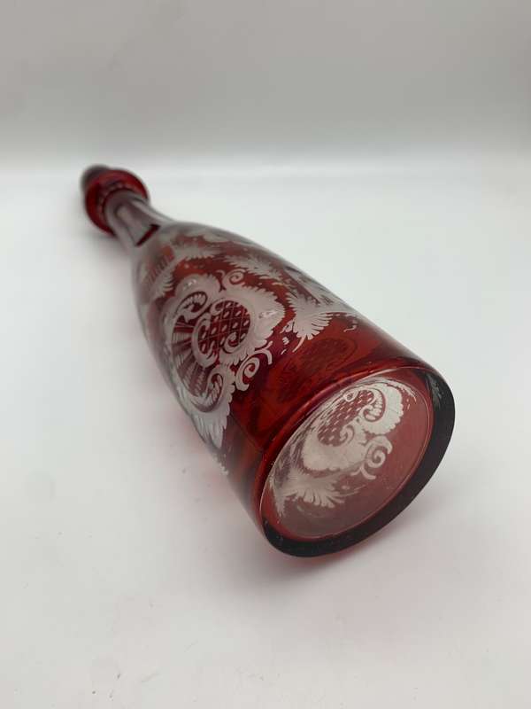 Antique Bohemian `Cut-to-Clear` Crystal Decanter