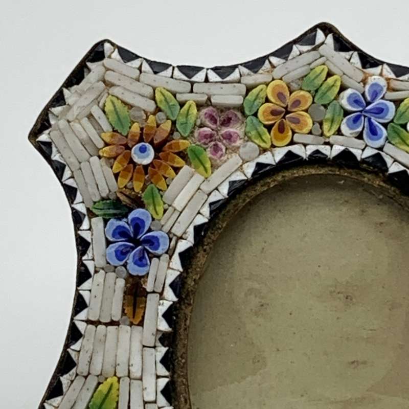 Antique Miniature `Micro Mosaic` Photo Frame