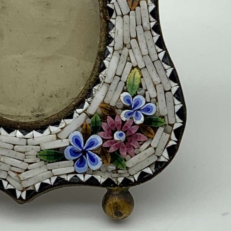Antique Miniature `Micro Mosaic` Photo Frame