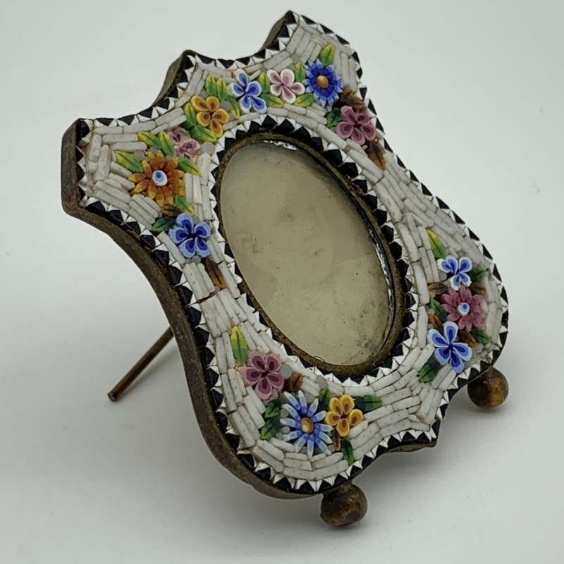 Antique Miniature `Micro Mosaic` Photo Frame