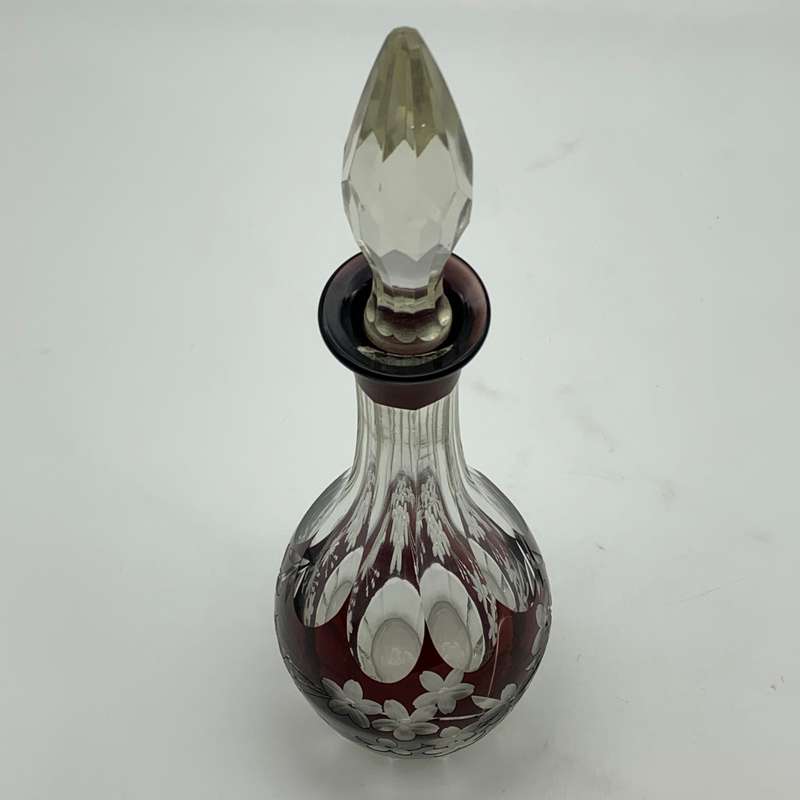Early Garnet Red Bohemian Crystal Decanter